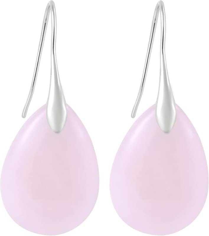 Mikovivi Agate Tear Beads Dangle Earrings, High Luxury Natural Stone Teardrop Fish Hook Earrings Elegant Trendy Pendant Drop Ear Jewelry for Women