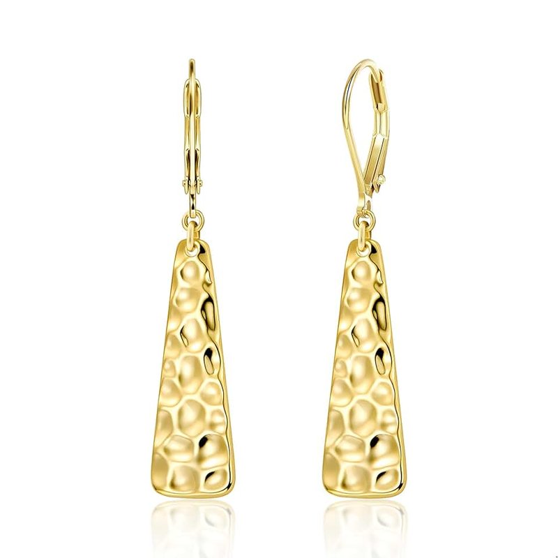 ALEXCRAFT 925 Sterling Silver Dangle Earrings for Women, 14K Gold Plated French Leverback Earrings, Hypoallergenic Lightweight Statement Hammer Square Bar Long Drop Earing for Women Trendy Jewelry