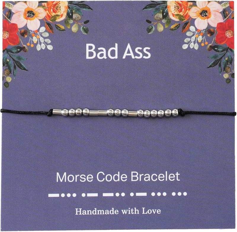 PNNY AMDA Morse Code Bracelets: Funny Inspirational Gifts for Women Sisters - Birthday Graduation Friendship Gifts for Her