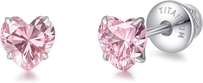 limerencia Heart Screw Backs Earrings G23 Implant Grade Titanium Stud Earrings 20G Hypoallergenic Tragus Piercing Post for Sensitive Ears