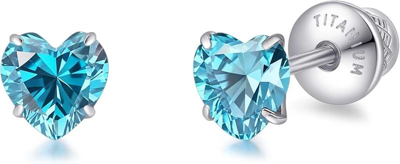 limerencia Heart Screw Backs Earrings G23 Implant Grade Titanium Stud Earrings 20G Hypoallergenic Tragus Piercing Post for Sensitive Ears
