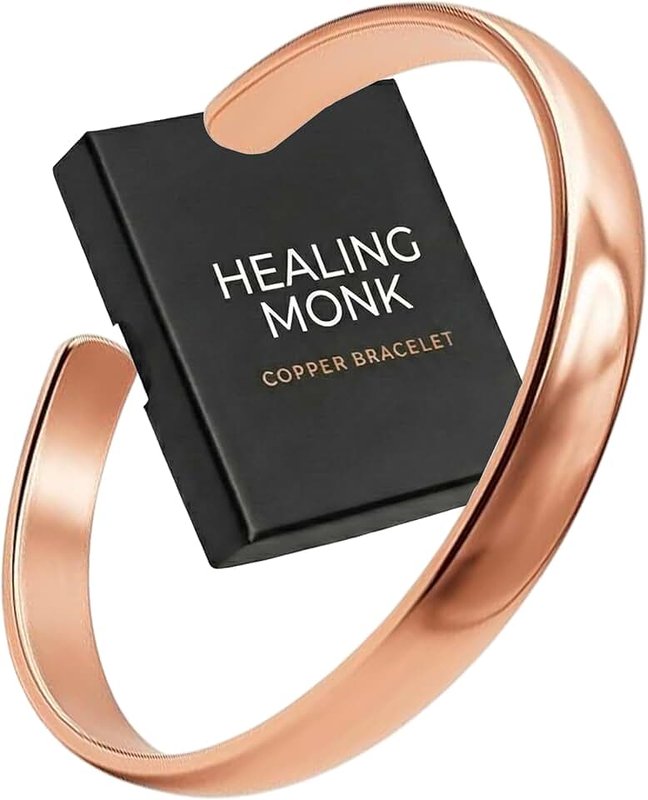 Healing Monk Pure Copper Bracelet for Men & Women – Handmade Uncoated Copper Jewelry Cuff – Adjustable Healing Copper Bracelets for Arthritis – Mens & Womens Copper Cuff Pulsera de Cobre