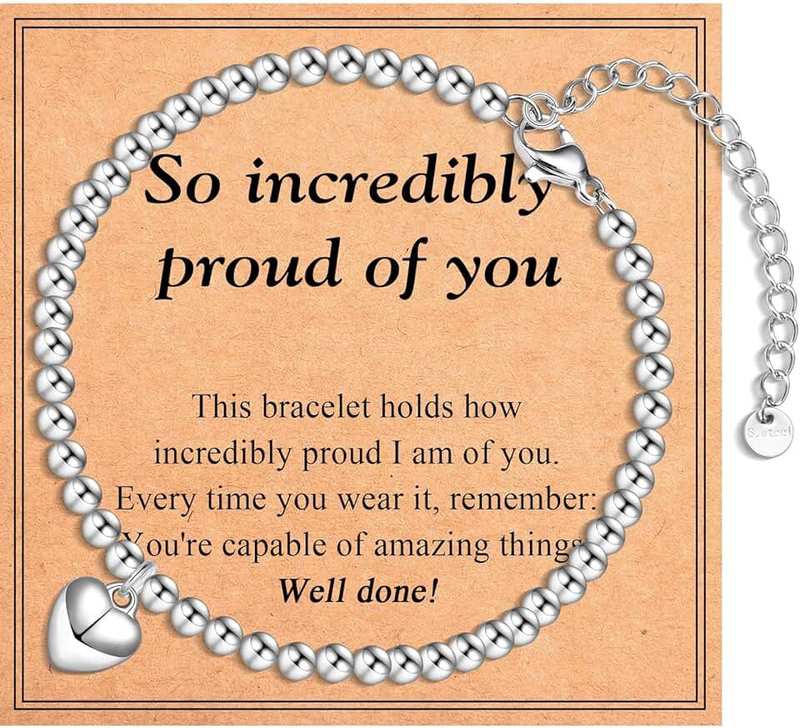EYQV Congratulations Gifts for Women Girls, Heart Charm Bracelet Exam Result Gifts, Well Done Proud of You Gift Good Luck Gift for Women