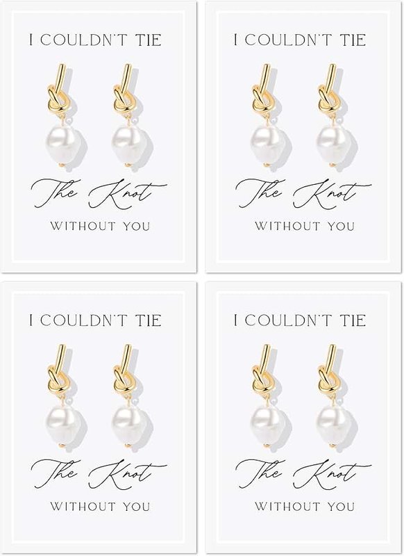 Frodete Bridesmaid Gifts Bridesmaid Earrings Gold Knot Pearl Earrings Bridesmaids Proposal Accessory Wedding Day Jewelry Gifts