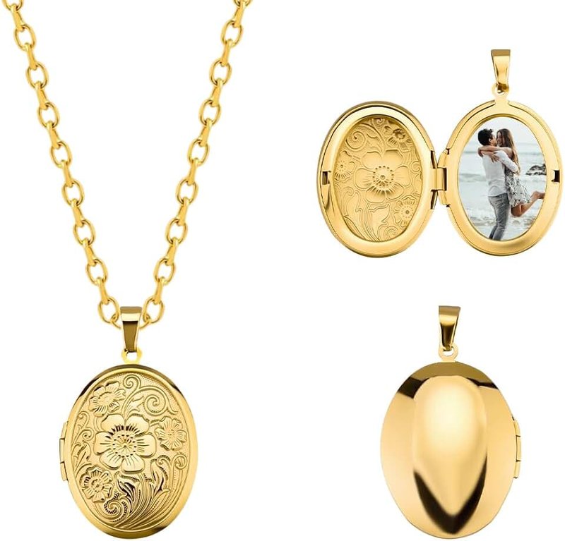YangQian Picture Pendant Necklace for Women Christmas Birthday Engagement Wedding Anniversary Romantic Gifts for Girlfriend Wife Fiance