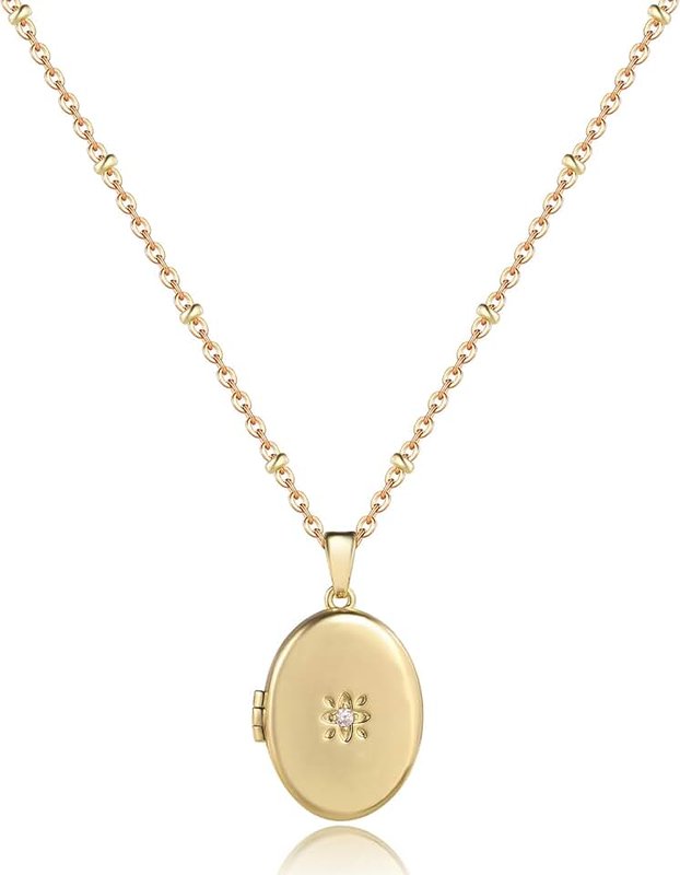 YOUFENG Love Heart Flower Locket Necklace that Holds Pictures Photo Locket Birthday Gifts