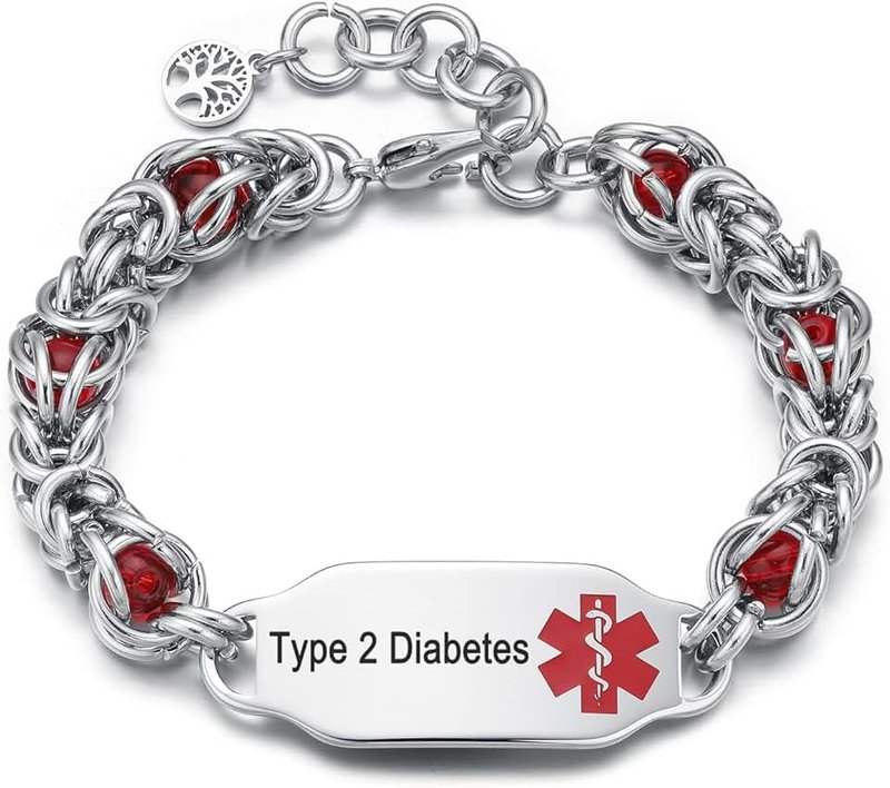 JFJEWER Medical Alert Bracelets, Personalized Customizable ID Bracelets for Women & Men, Includes Emergency Medical Card