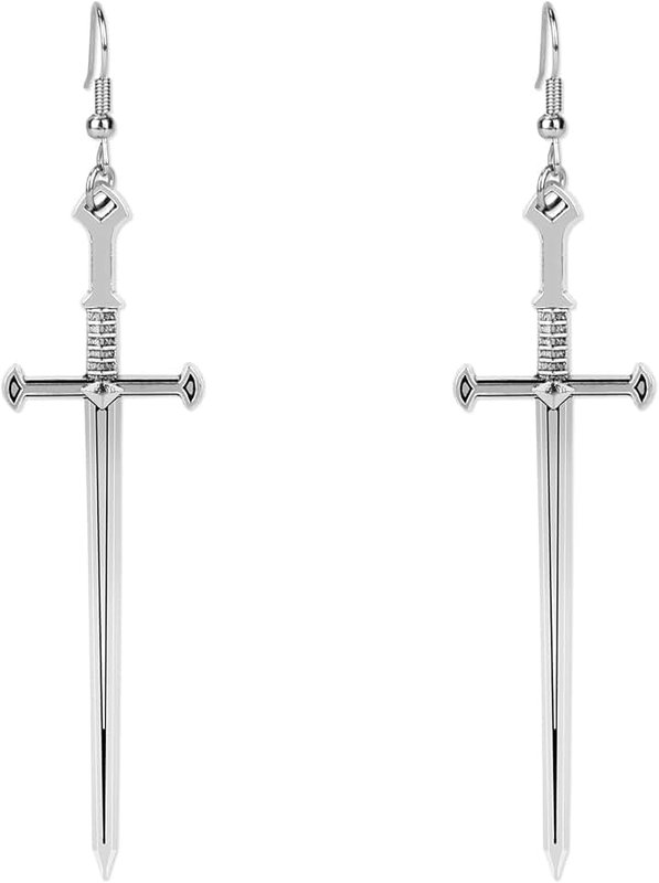 Mikovivi Gothic Sword Earrings, Alloy Retro Earrings Gothic Ear Dangle Punk Jewelry for Women Men Halloween Cosplay Party Gift