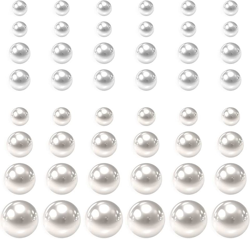 Yuomeaz 24 Pairs Pearl Stud Earrings, Beige Pearl Earrings for Women, Faux Pearls Earring, 11mm /9mm /7mm /6mm /5mm/ 4mm Stud Earring for Women Wedding, Birthday, Valentine's Day Gifts