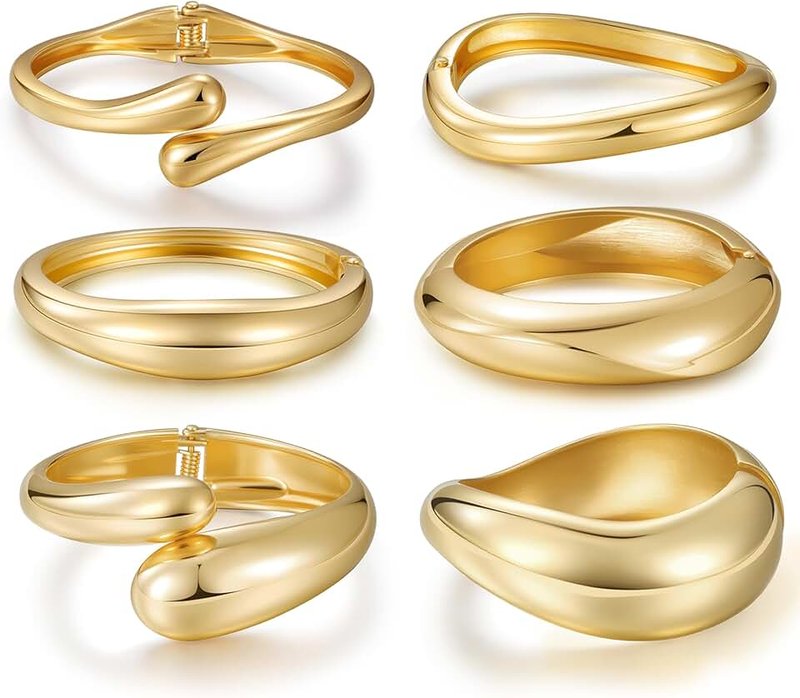JAWOMATY Chunky Gold Bangle Bracelets for Women, Premium Zamak 3 Alloy with 14K PVD Vacuum-Ion Plating & Electrophoretic Finish, Ideal for Parties, Weddings, Christmas & Valentine’s Day Gifts