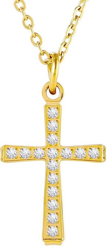 Milreason Gold Cross Necklace for Women Diamond Necklace for Women Sparkling Cubic Zirconia Pendant 18K Gold Plated Cross Pendant Religious Jewelry with Diamond Birthday Gift Christian Gifts for Her