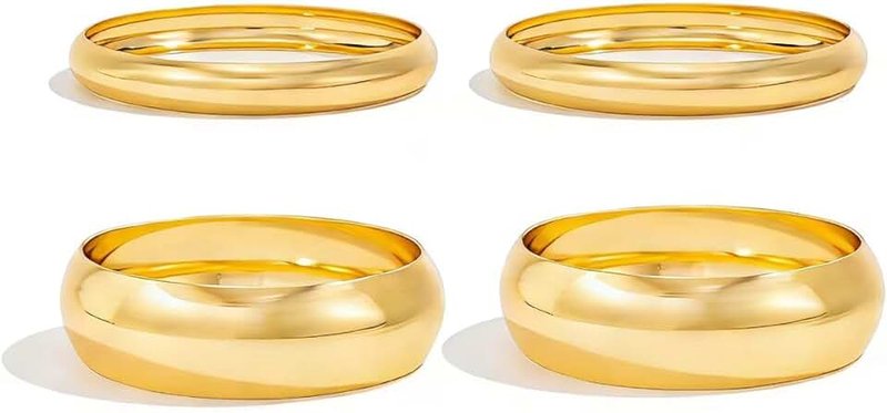 Bowdcvy Chunky Gold Bangle Bracelets for Women Stack Trendy Silver Wide Wrist Statement Cuff Bracelet Arm Cuffs Upper Bangle Fashion Jewelry Gift Accessories