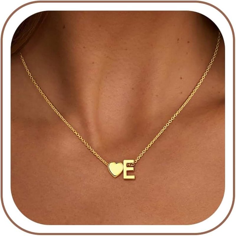 Treasure Bender Christmas Gifts for Grandkids Teens Girls - 18K Gold Plated Heart Initial Pendant Necklaces for Women Girl Birthday Gifts Stocking Stuffers for Teen Girls Women Jewelry