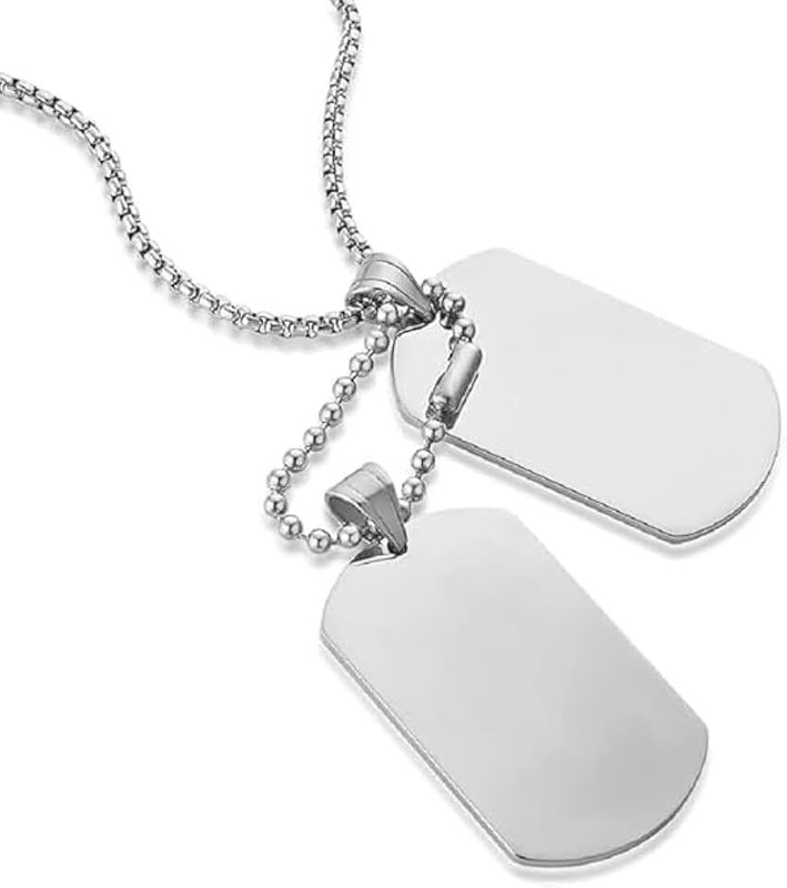 Generic Mens High Polishing Stainless Steel Dog Tag Pendant Necklace Chain 1Pcs
