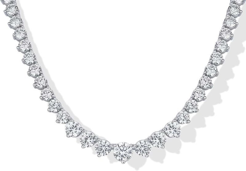 PAVOI 14K Gold Plated Graduated Tennis Necklaces for Women - Cubic Zirconia Tennis Necklace for Brides & Bridesmaids - Simulated Diamond Chain Trendy Wedding Jewelry