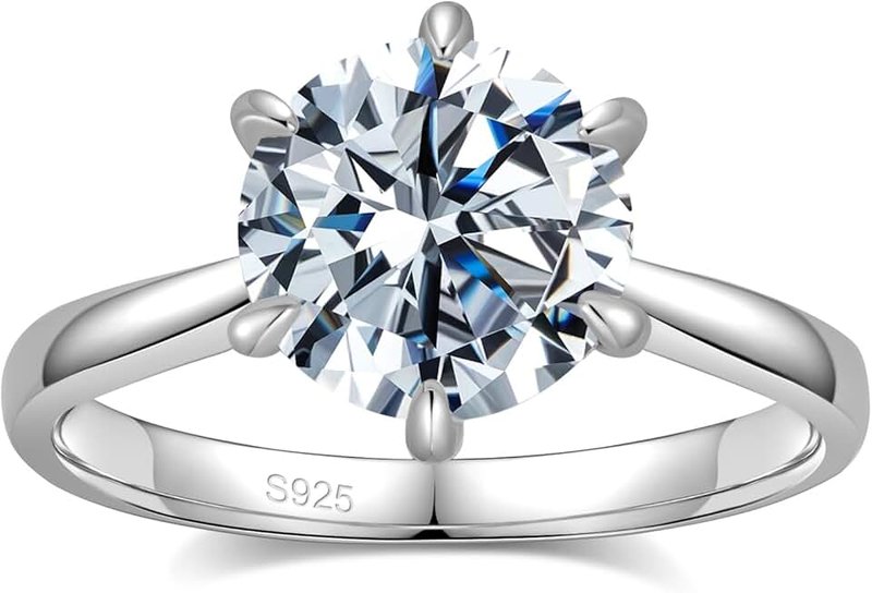 Aurora & Fiori Engagement Ring for Women, Women's CZ Round Solitaire Ring with 18K Yellow/White Gold Plated, Engagement Wedding Band Jewelry for Women 1/2/3/4CT