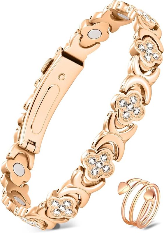 Jecanori Copper Magnetic Bracelets for Women&Ring, Pure Copper Bracelet with 3500 Gauss Magnets,Ideal Gift, 8.07 Inches, Copper