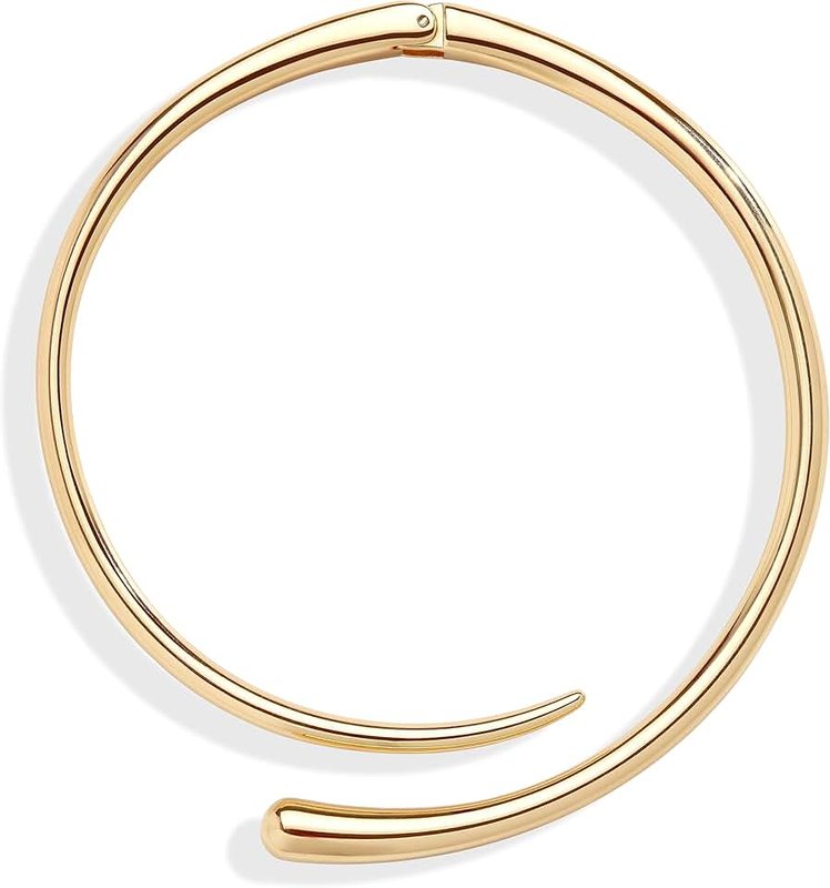 GoldGifts Statement Chunky Gold Collar Necklace for Women,Teardrop Open Cuff Choker with Spring-Hinged Clasp, Modern Torque Bangle Design, Elegant Thick Wrap Fashion Jewelry Gift