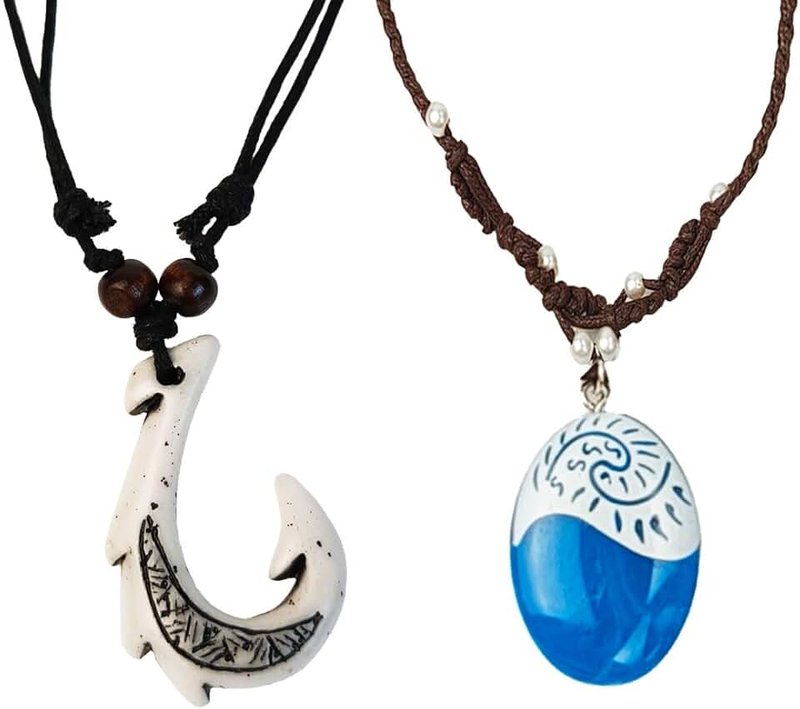 2 PCS Cosplay Necklaces Ocean Fishhook Pendants DIY Hand Woven Bohemian Party Costume Accessories
