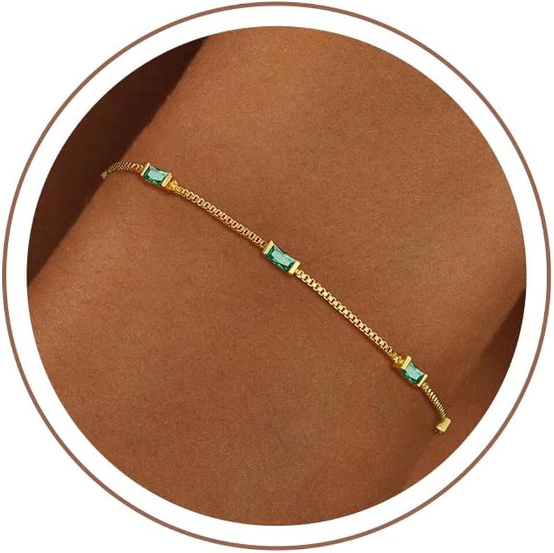 Fezodo Birthstone Bracelets for Women Trendy, Dainty 18K Gold/Silver Plated Diamond Bracelet Non Tarnish Friendship Bracelet Jewelry Gifts for Women Mom Sister Daughter Girlfriend