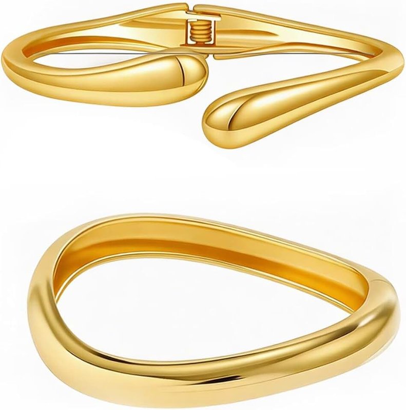 Rainhonor Chunky Gold Bangles Bracelets for Women Gold Cuff Bracelet Set Waterproof Non Tarnish Stack Bracelet for Women Gifts