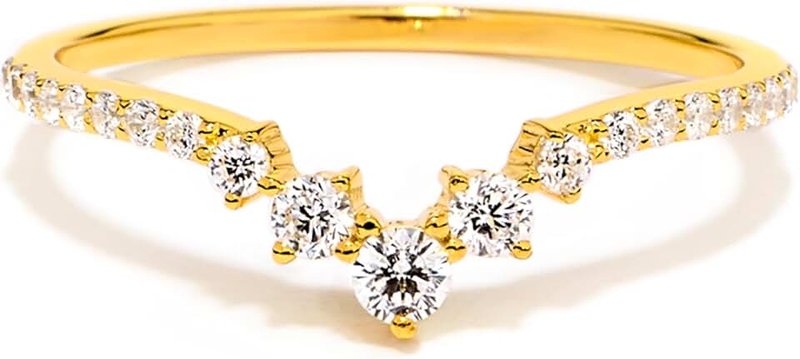STORYJEWELLERY Ring Enhancer, Stackable Rings for Women, V Shaped Cubic Zirconia Ring, Curved Wedding Bands for Women, Engagement Rings for Women, Gifts for Her