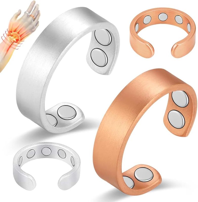 Vicmag Copper Magnetic Ring for Women Arthritis Joint Pain, Lymphatic Drainage Ring Ladies Fingers Thumb 99.9% Solid Pure Copper Gift 2PCS Adjustable