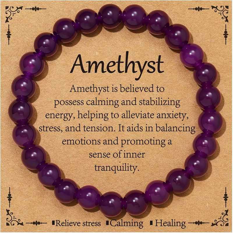 Aretas Crystal Beaded Bracelets for Women Ladies Bracelet 8mm Gemstone Beaded Stretch Bracelet Natural Stone Jewellery Birthday Valentines Christmas Gifts for Her Girls