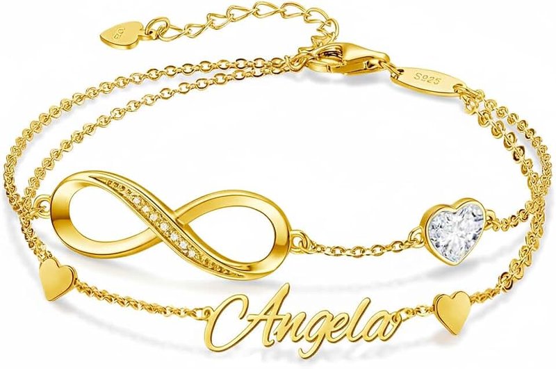 SulisVarkalente Personalized Bracelet Infinity Heart Birthstone Name Bracelet 925 Sterling Silver Adjustable Mother's Day Gift Anniversary Birthday Jewelry for Grandma Girlfriend Custom Jewelry With Name