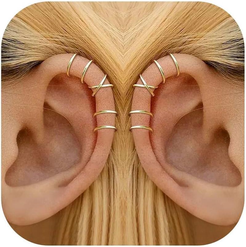 PALABENK Ear Cuffs Non Piercing Teen Gifts Trendy, Gold Silver Clip on Earrings Jewelry Set for Teen Women Teenage 10-20 Year Old Gifts