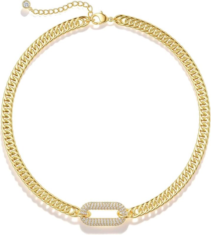 Moodear Mothers Day Gifts Gold Necklace for Women Trendy - Chunky Herringbone Paperclip Cuban Link Chain Choker Hypoallergenic Trendy Necklaces for Women Non Tarnish Jewelry Gifts