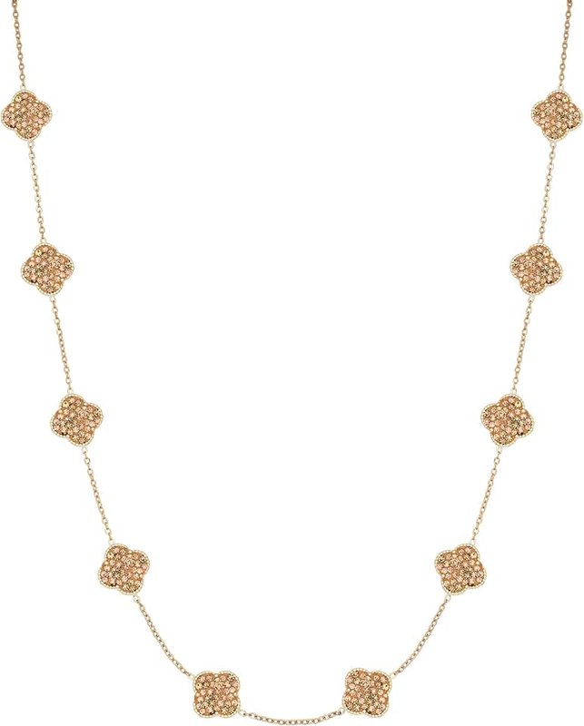 Billet-doux 18k Gold Plated Clover Necklace for Women, The Timelss Classic Four-Leaf Clovers Link Chain Nacklace, Adjustable size, Trendy Charm Jewelry Gifts for Her