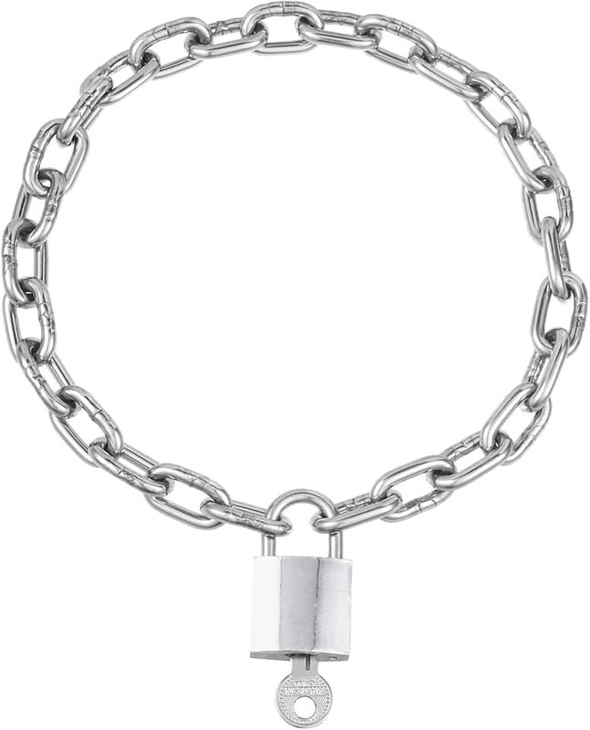 RAMUS KATEN Heavy Chunky Stainless Steel Lock Necklace punk gothic Padlock Choker Chain for Men Jewelry