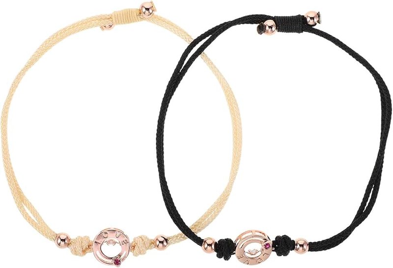 Abaodam Adjustable Vibrating Couple Bracelets for Long Distance Relationship Matching Touch Wristbands for Boyfriend and Girlfriend Braided His and Hers Bands for Couples Unity and Love