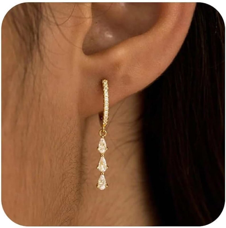 Lezhifeiwan Dangle Earrings for Women, 14K Gold Plated Pearl Drop Earring Dainty Gold Earrings for Women Trendy Cute Prom Bridal Earring Long Wedding Pearl Earring Formal Jewelry