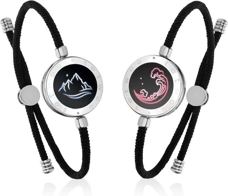 TOTWOO Long Distance Touch Bracelets for Couples, Light up & Vibration for Love Couples Bracelets | Long Distance Valentines Day Gifts for Girlfriend, One-to-One Bluetooth Pairing via App
