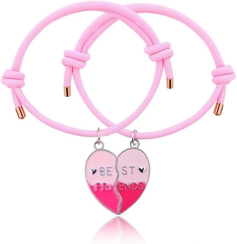 Ancnoz Friendship BFF Bracelets for 2 Best Friend Birthday for Women Matching Best Friend Bracelets With Heart Pendant for Bestie Anniversary Christmas Graduation Gifts