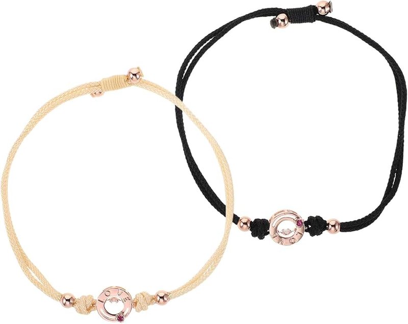 Abaodam Couples Vibrating Bracelets 1 Pair Adjustable Woven Wristbands Touch Sensing Link Bracelets for Long Distance Relationships Anniversary Jewelry for Him and Her