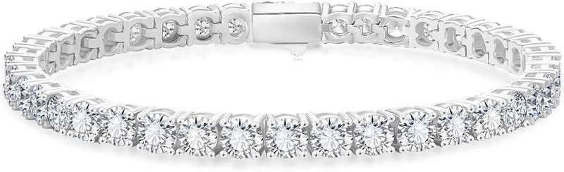 KRKCLIFE Tennis Bracelets for Women Men, 14K Yellow Gold Plated Hypoallergenic Classic Round AAAAA Cubic Zirconia, 3-5mm Width, Elegant Jewelry for Her Him Wife Mom 6.5-7.5 Inch