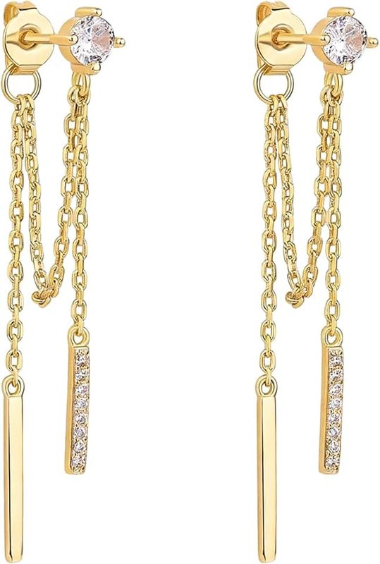 Cabipeove Gold Plated Drop Dangle Chain Earrings for Women, Fashional Women's Jewellery, Suitable for Sensitive Ears, Party & Work