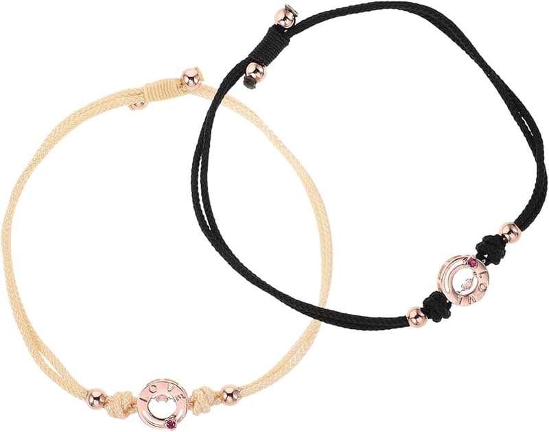 SOESFOUFU Adjustable Couples Touch Bracelets with Vibration Feedback for Boyfriend and Girlfriend Woven Wristbands for Men and Women Stylish Long Distance Relationship Jewelry