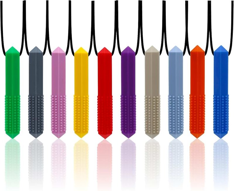 Sensory Chew Necklace for Autistic Kids, 10PCS(Diamonds Shape) Sensory Chew Toys for Girls and Boys Kids or Adults ADHD, Autistic, Biting Needs, Oral Motor