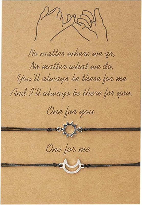 Xlihdzum 2PCS Xlihdzum Matching Relationship Bracelet - Pinky Promise Bracelets for Best Friend Friendship Bracelets Gifts, Sun And Moon Bracelet for Couples Best Friends Gifts, Couples for Him and Her