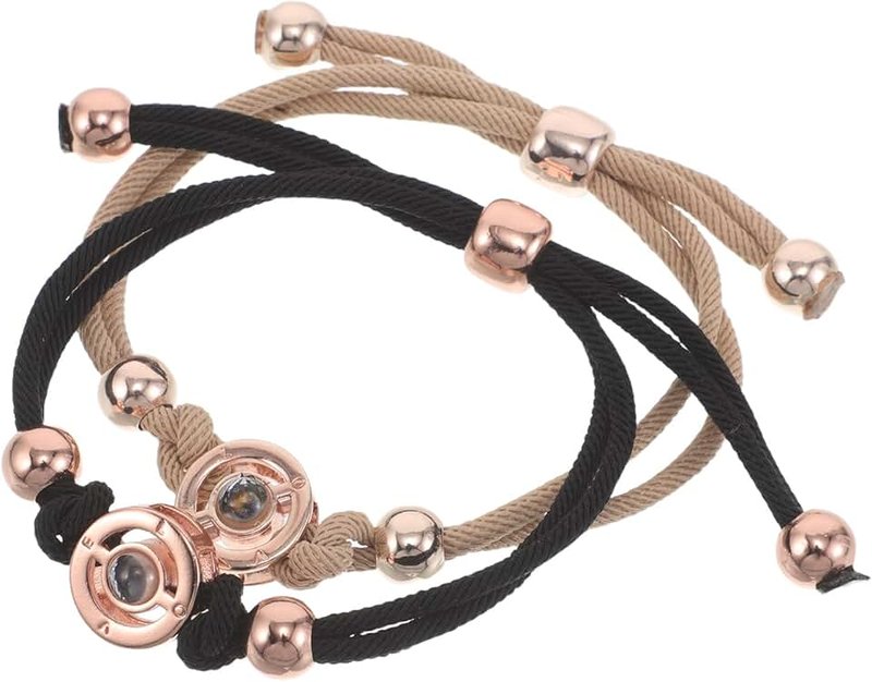 FOMIYES 2pcs Long Distance Touch Bracelets- Couple Smart Bracelets - Matching Vibration Wristband - Romantic Connected Jewelry for Couples in Long Distance