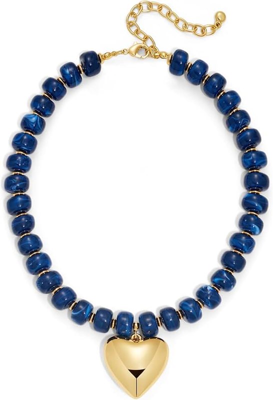 WOWORAMA Chunky Heart Necklaces for Women Colorful Resin Beaded Choker Necklace Gold Puffy Heart Statement Necklace Trendy Acrylic Choker Jewelry