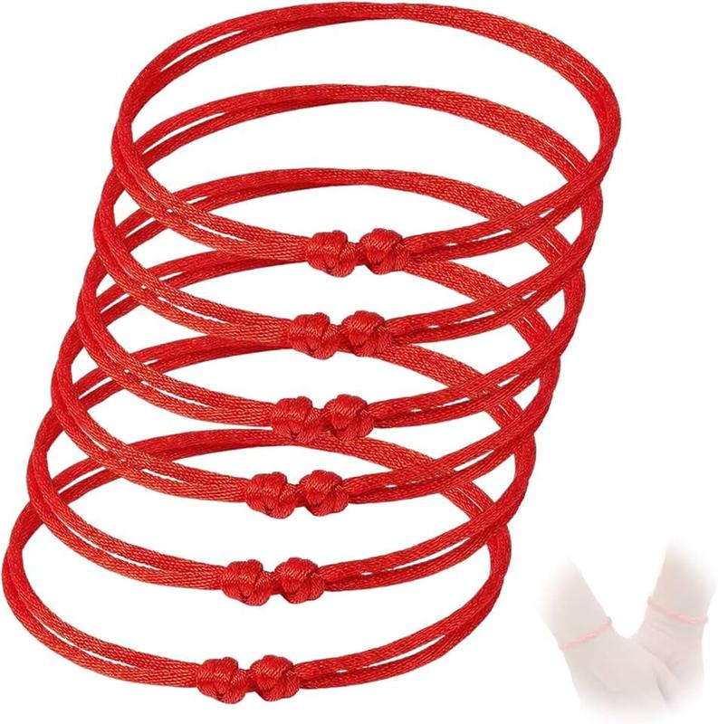 Ausphexion 6 Pieces Evil Eye Bracelet Red String Adjustable Cord Bracelet for Protection and Good Luck, Classic Style