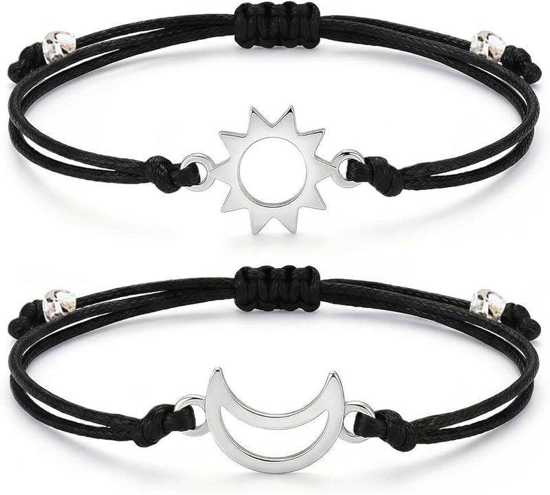 Clovorthex Sun And Moon Matching Relationship Bracelets - Pinky Promise Friendship Bracelets for 2, Perfect Gifts for Best Friends & Couples