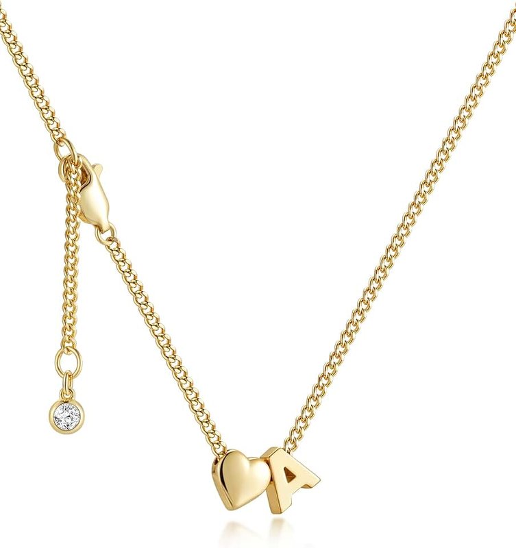 ASHINE Initial Name Necklace, 14K Gold Plated Personalized Letter Pendant for Women, Trendy Dainty Chain Choker, Monogram Jewelry Stuff for Valentine Birthday