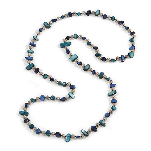 Semi Precious Iolite Blue And Grey Shell Pearls Fancy Beads Necklace –  Gehna Shop