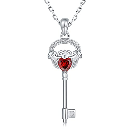 Tiny Heart Key Necklace - 925 Sterling Silver - Pendant Keys Love Lock  Charm Pendant Necklace for Women